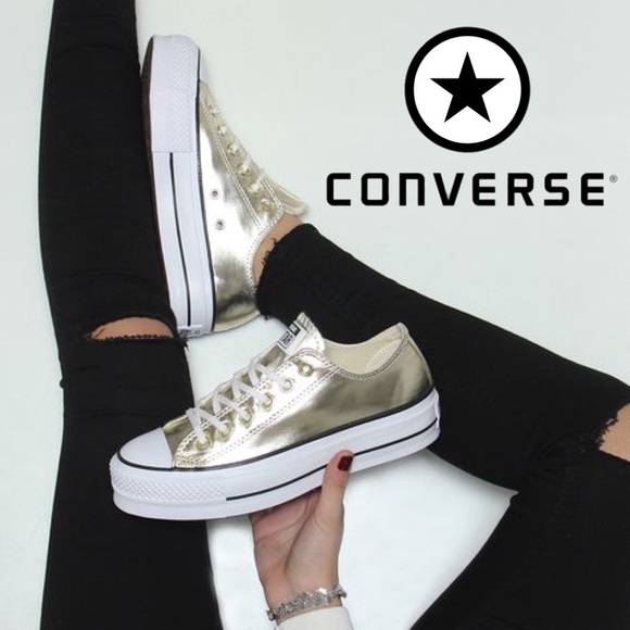 chuck taylor all star shiny metal platform low top